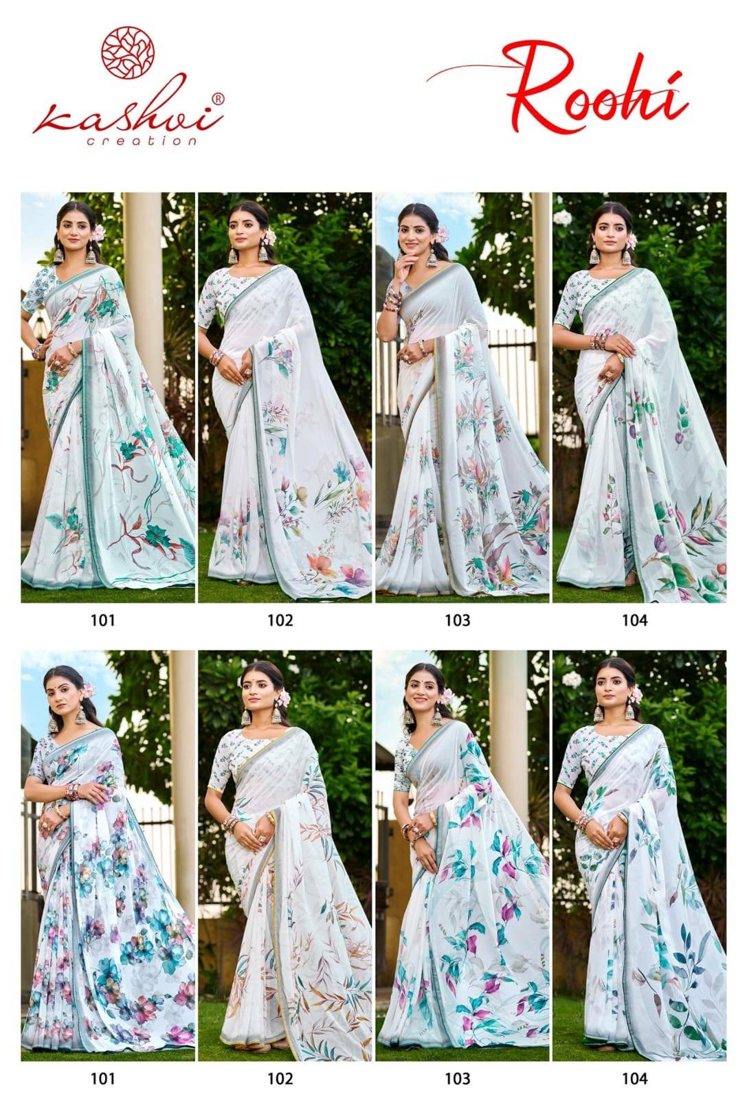 ROOHI VOL 01 By KASHVI CREATION 101 To 108 Series Indian Traditional Wear RAGA Print sarees At Wholesale Price